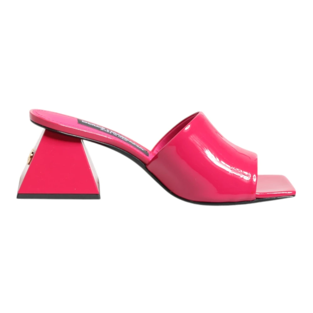 Dolce & Gabbana Women's Pink Heeled Mules, 3 Uk, Open Toe Block Heel Sandals