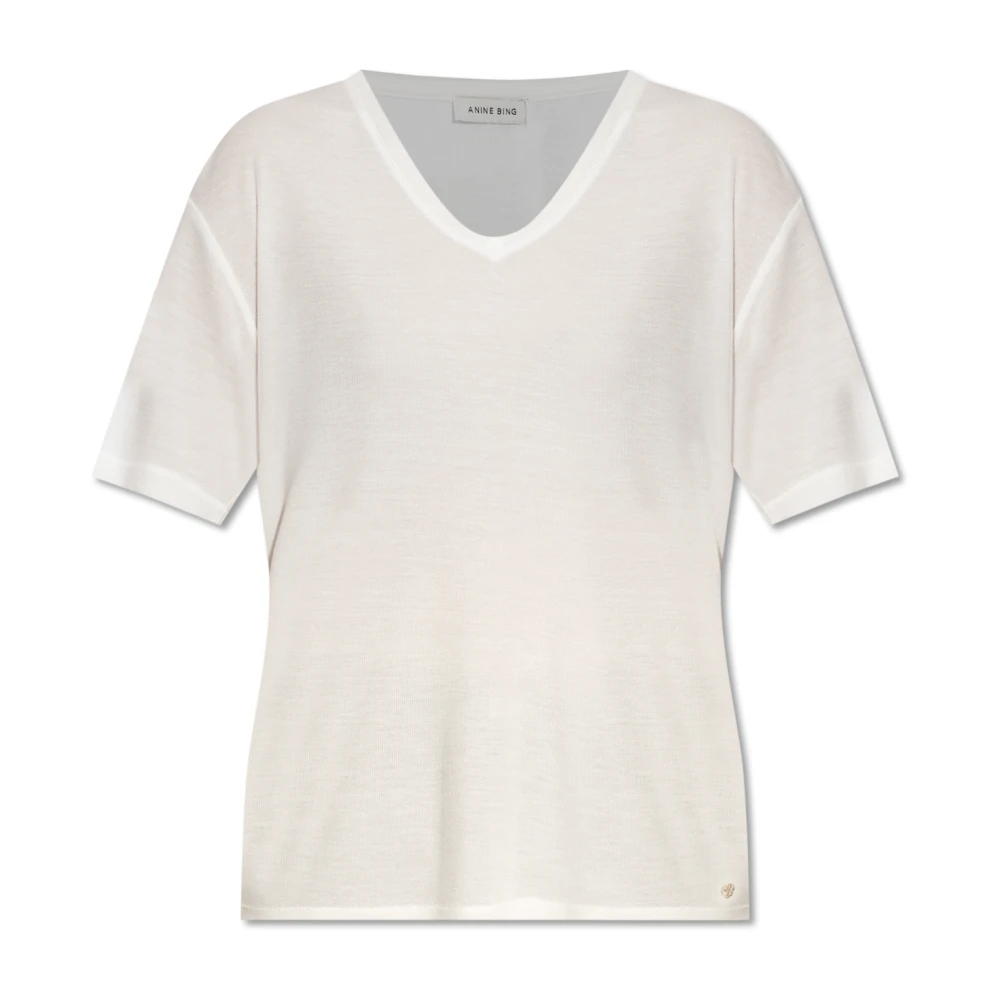 Anine Bing Vale T-shirt met logo White Dames