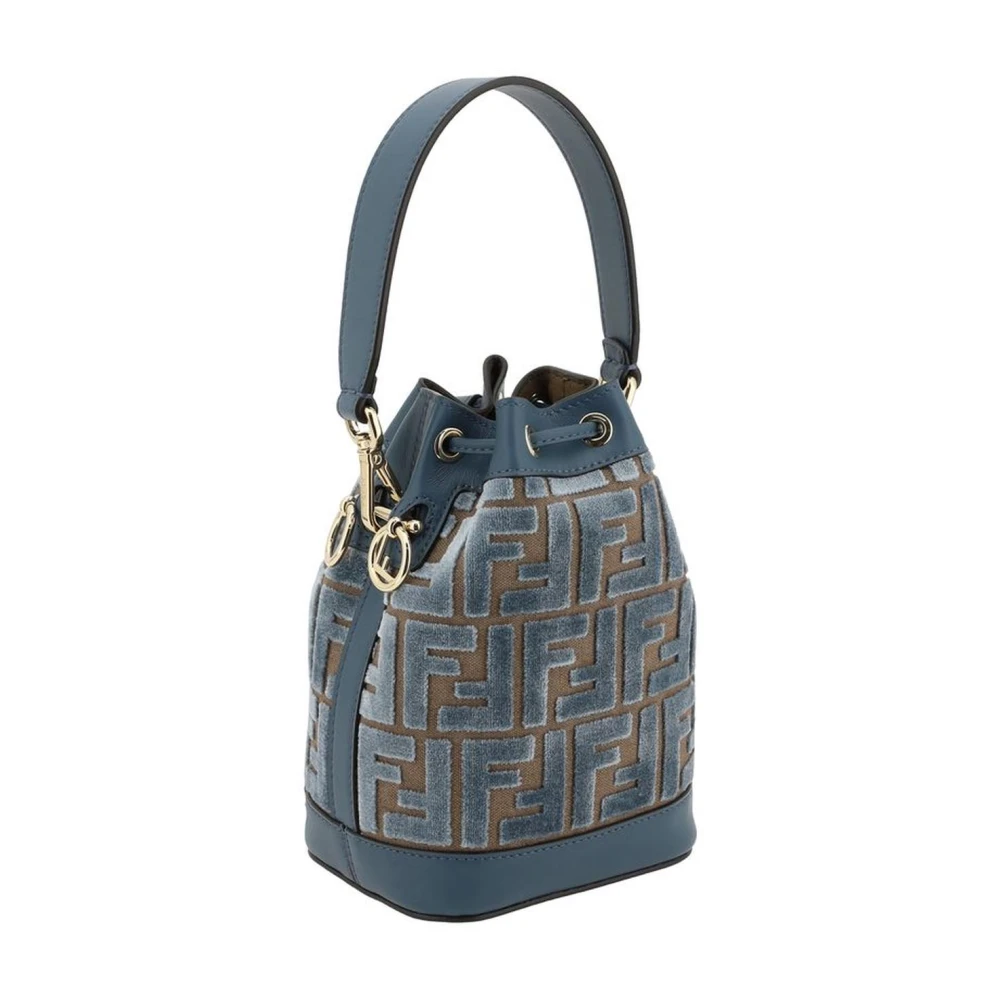 Fendi Fluweel Geborduurde Bucket Bag met Leren Details Multicolor Dames
