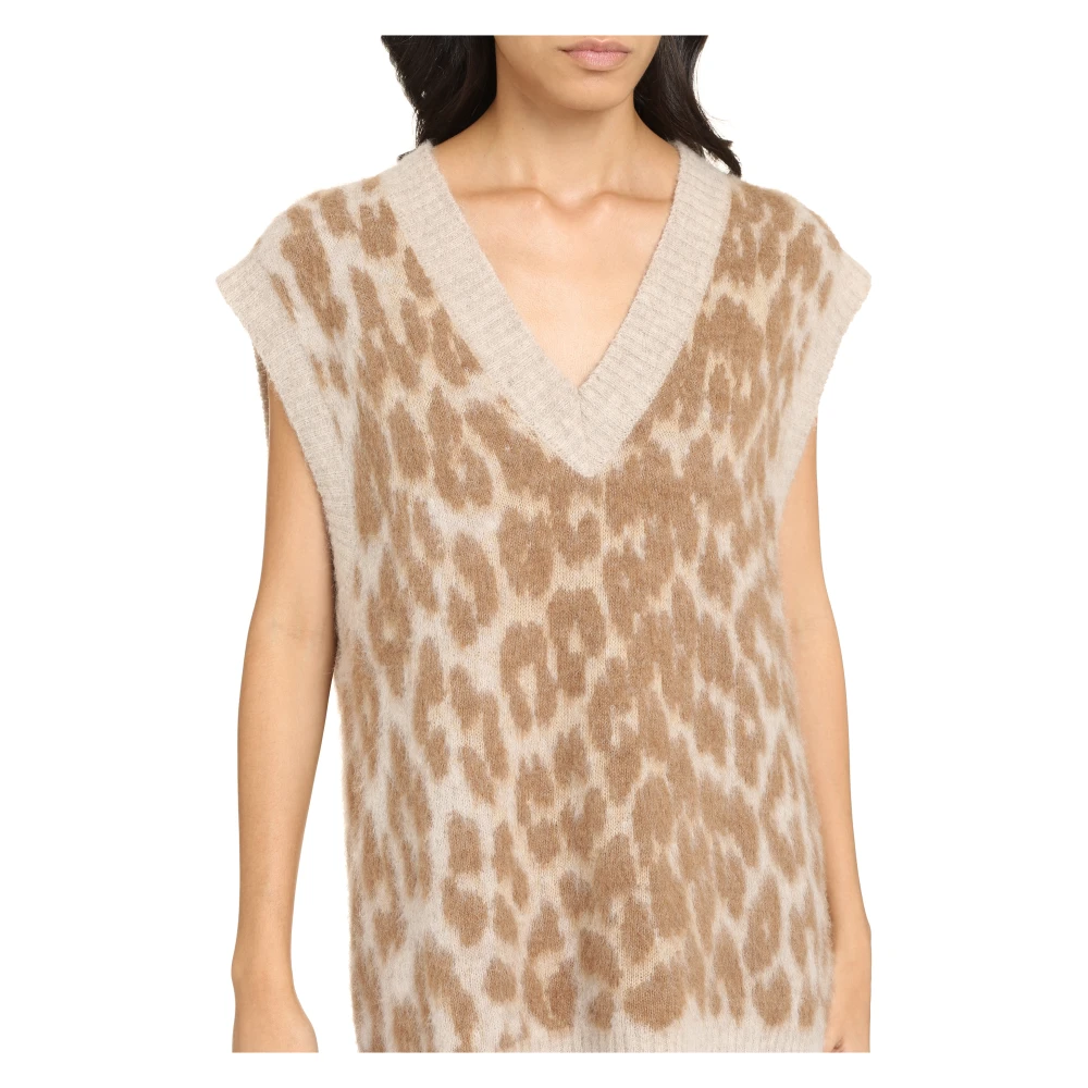 Ganni Wollen Vest met Contrasterende Randen Multicolor Dames