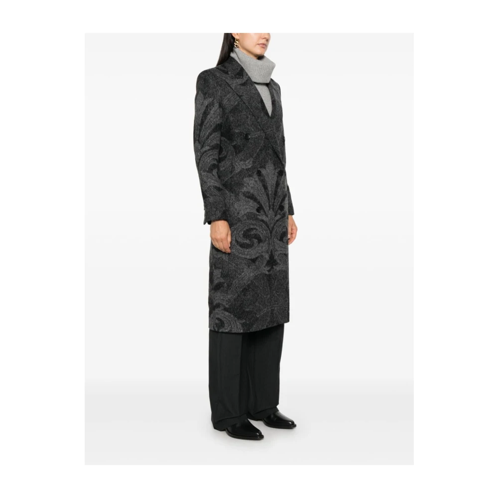 ETRO Dubbelbreasted wollen jas grijs klassiek Gray Dames