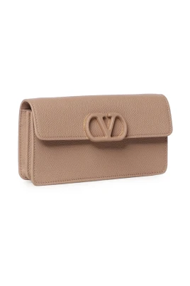 VLogo Signature Grainy Calfskin Wallet With Chain