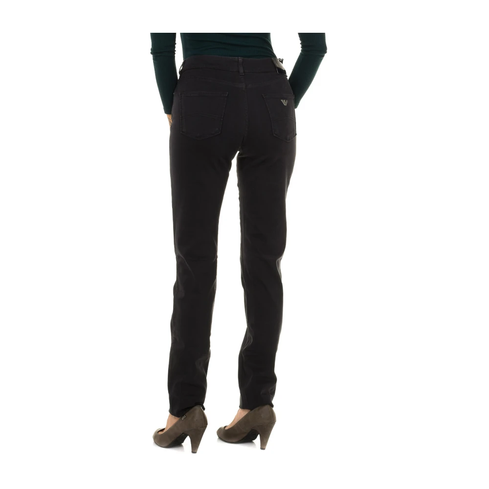 Armani Jeans Stretch denim jeans met logodetail Black Dames