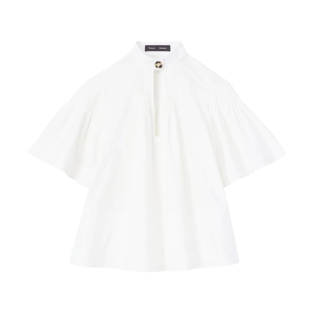Proenza Schouler White Cotton Pintuck Blouse - Female - Blouses - 2XS - Blouses & Shirts