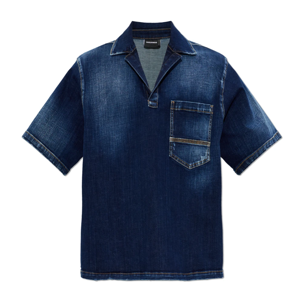 Dsquared2 Men's Blue Denim Shirt With V-Neckline