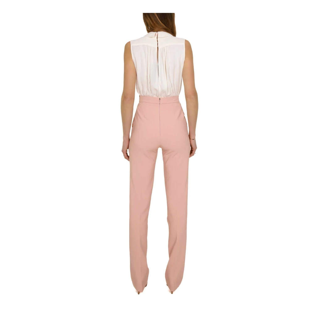 Elisabetta Franchi Roze Mouwloze Elegante Jumpsuit Pink Dames