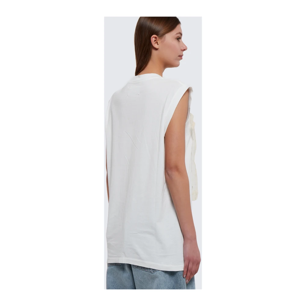 Maison Margiela Zwart Print Oversized T-Shirt White Dames