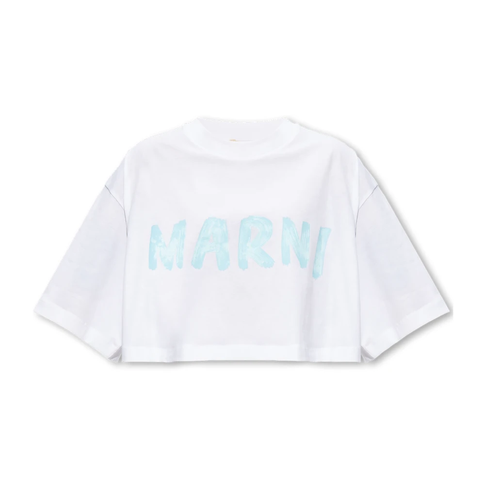 Marni Witte T-shirts en Polos met Kwaststreekprint White Dames