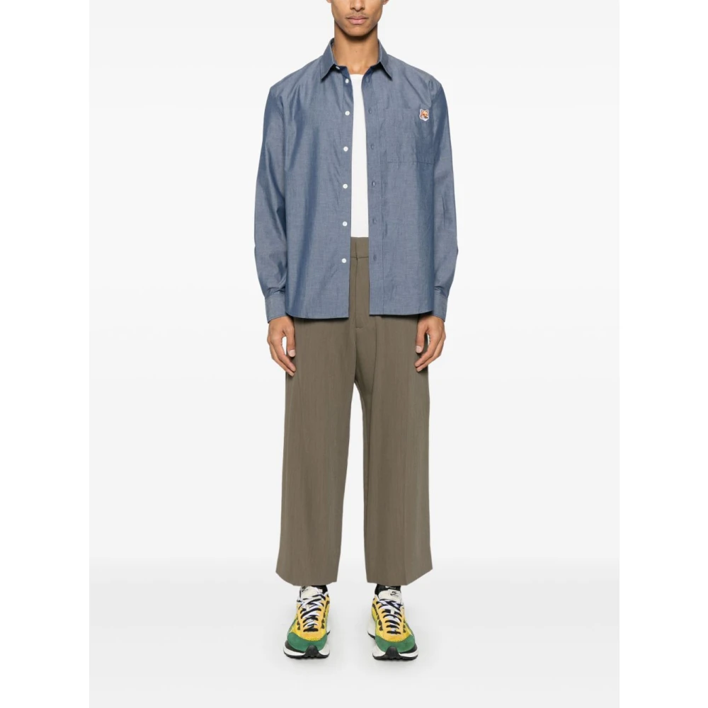 Maison Kitsuné Blauwe Button-Up Shirt met Borstzak Blue Heren