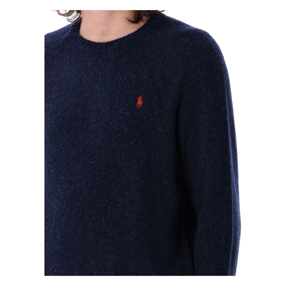 Ralph Lauren Gespikkelde wollenmix trui met ronde hals Blue Heren