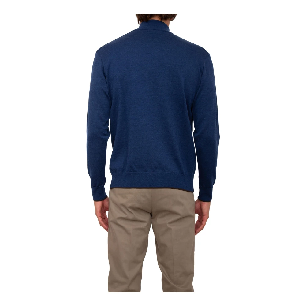 PAUL & SHARK Blauwe Wol Zip-Up Sweater Blue Heren