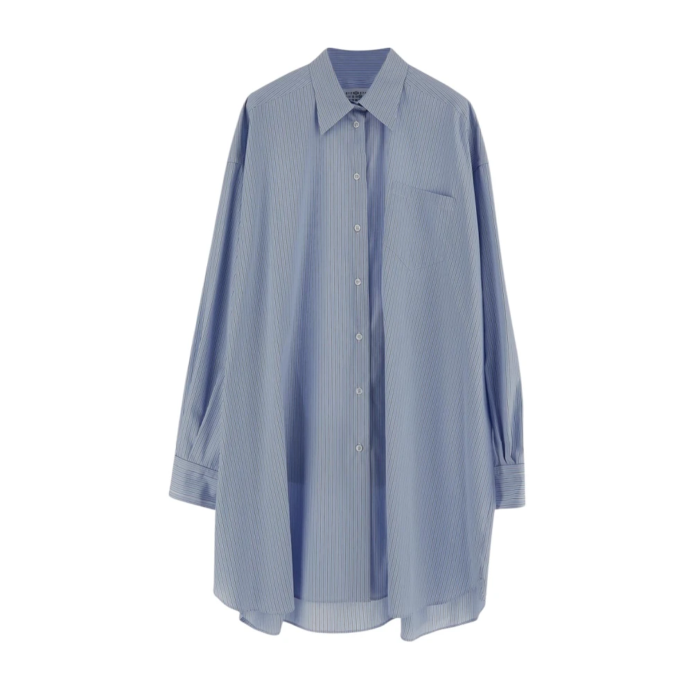 Maison Margiela Gestreept Katoenen Overhemd Blue Dames