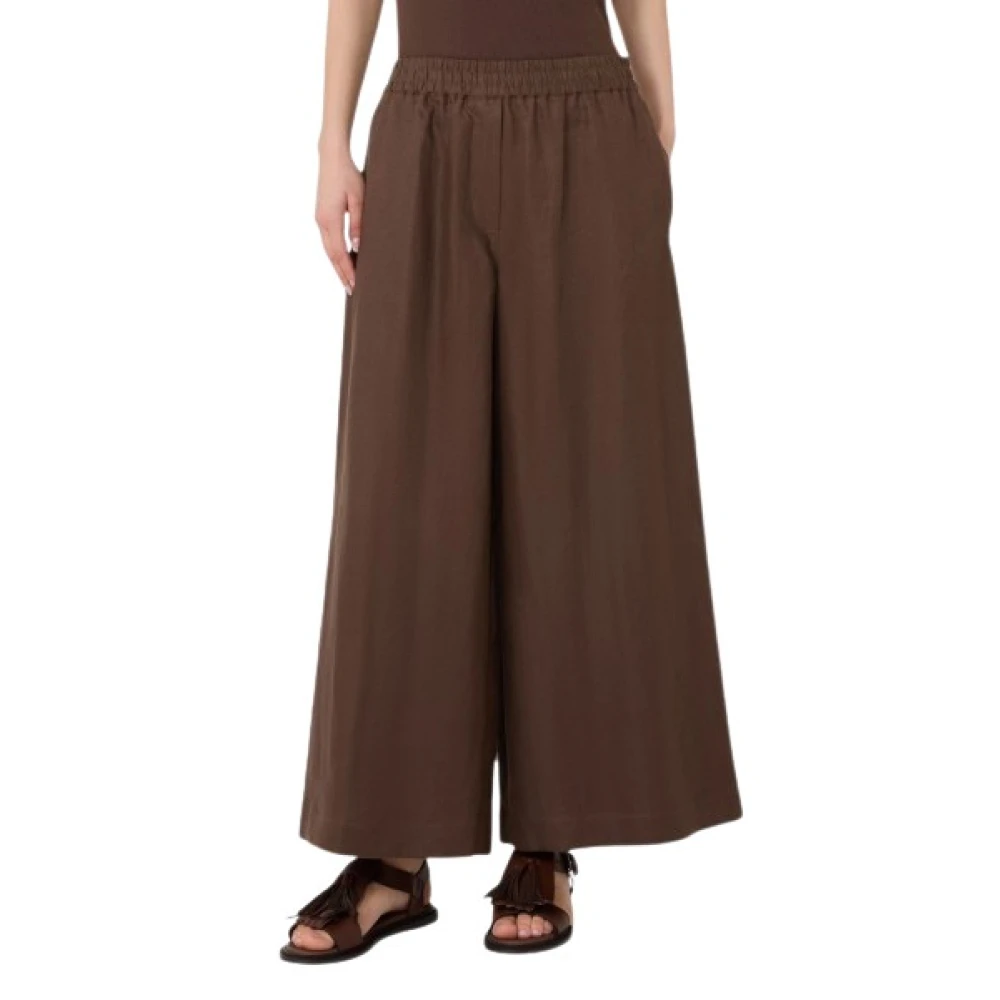 Weekend Max Mara Vrouw Bruin Broeken Dames, 3XS, Linnen, Felino Cropped Broek