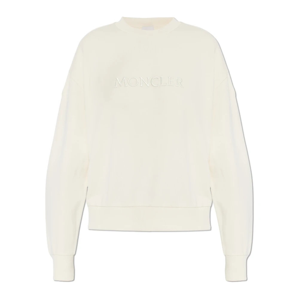 Moncler , Sweatshirts, Female, Beige, Xl, Sweatshirt With Embroidered Logo