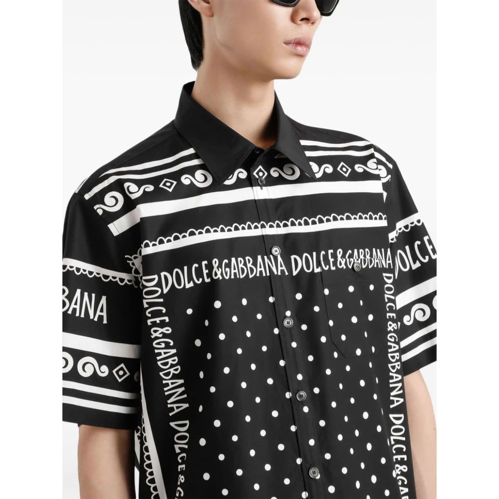Dolce & Gabbana Zwart All-Over Print Shirt Italië Black Heren