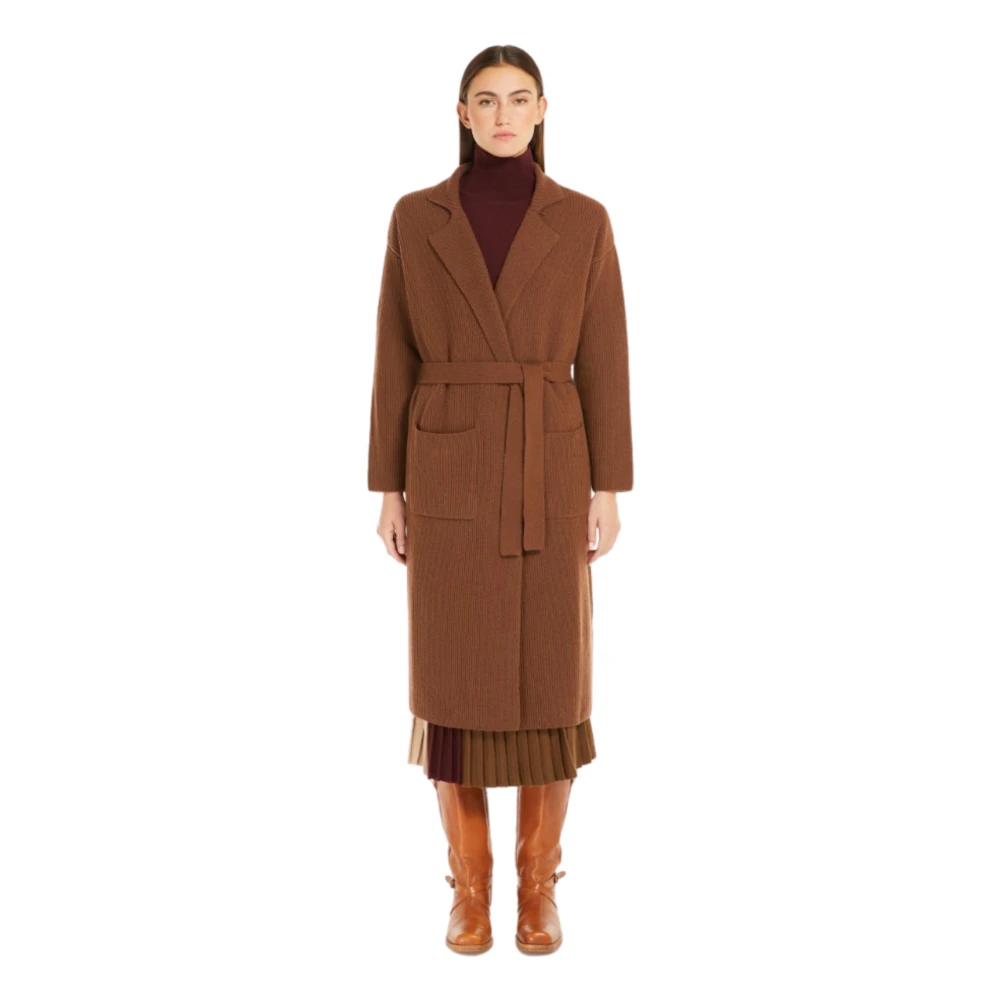 Max Mara Weekend Bruine Oversized Wollen Vest Brown Dames