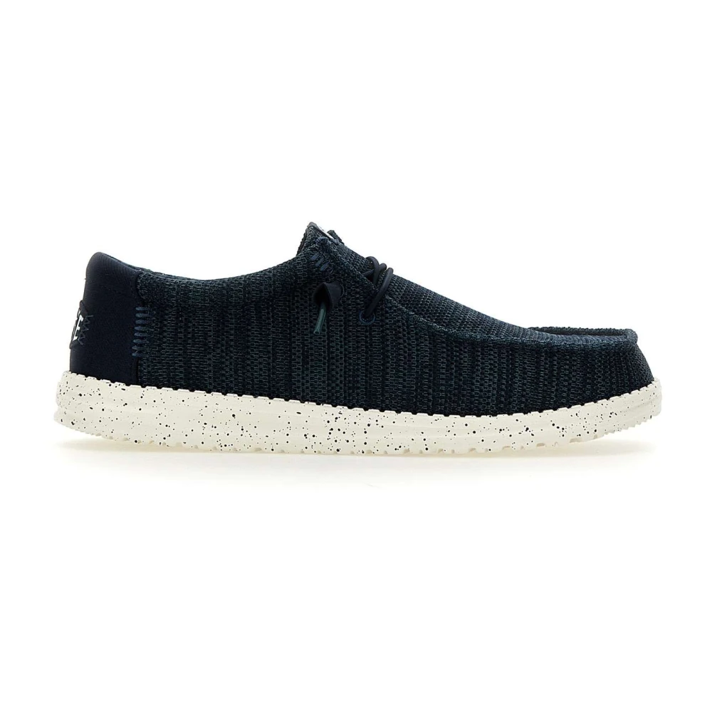 Hey Dude Blue Laced Shoes, Male, 7 Uk, Wally Stretch Sox