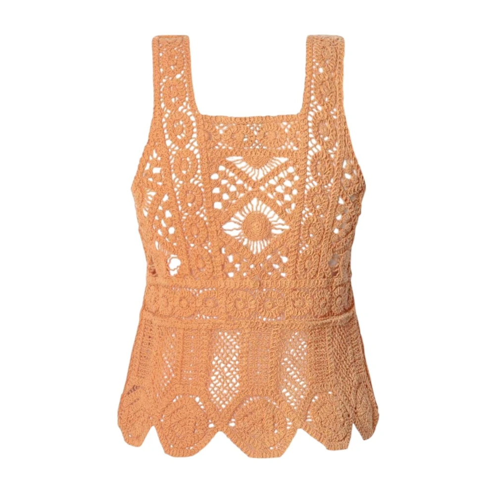 Pepe Jeans Women's Orange Sleeveless Tops, M, Washed Top With Thin Straps