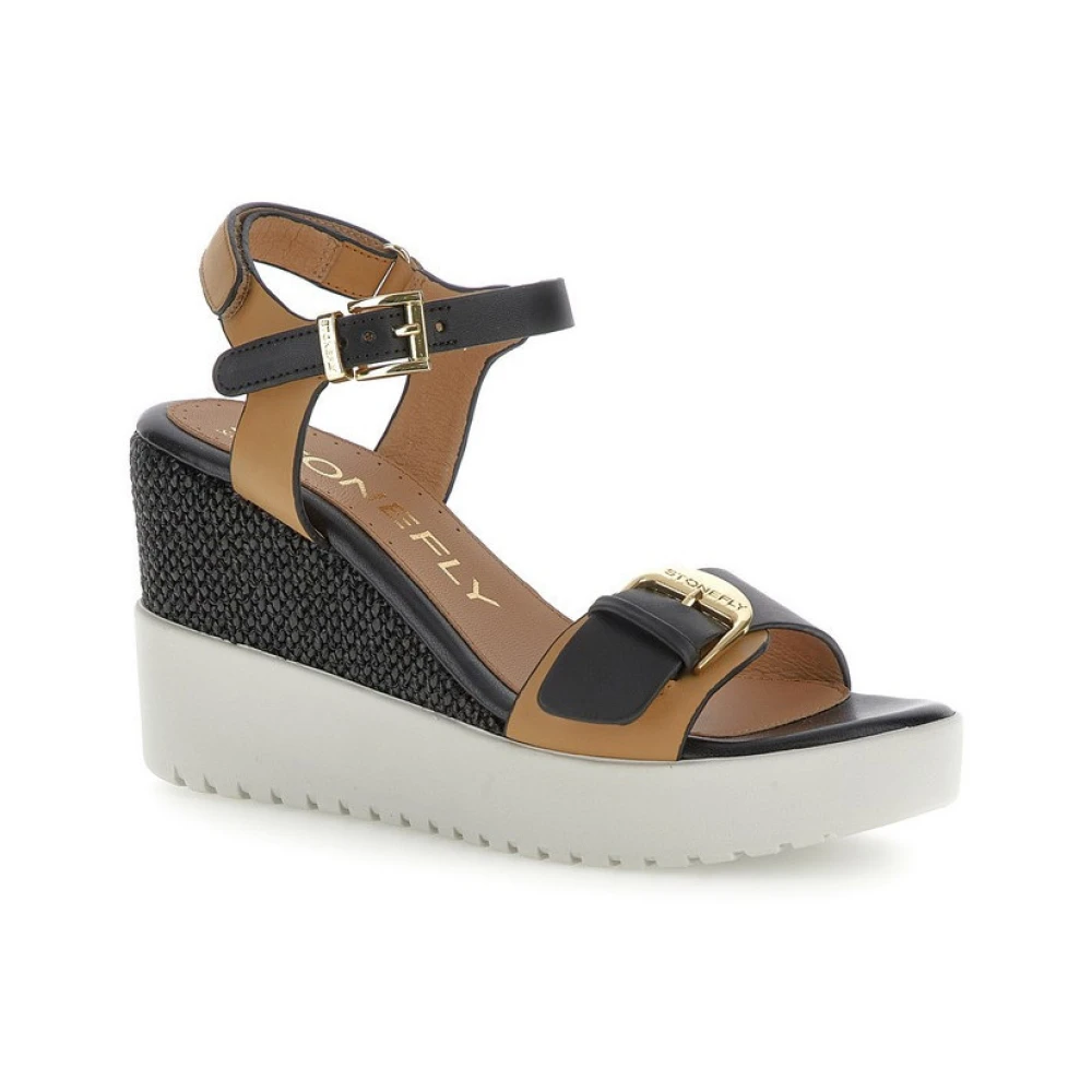Stonefly Femme Noir - Sandales Compensées Avec Boucle - Chaussures - Taille: 36 Eu
