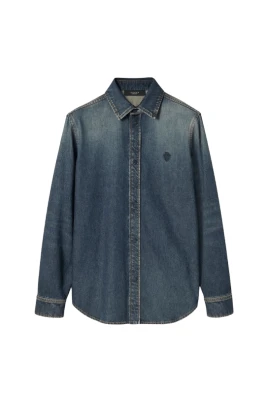 Tvättad certifierad bomullsdenimskjorta