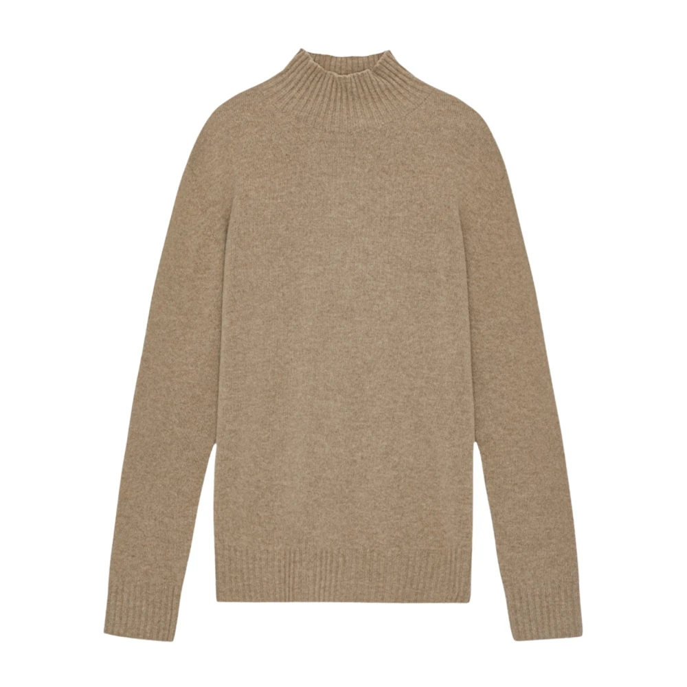 Nn07 Zachte Wollen Blend Gebreide Trui Beige Heren
