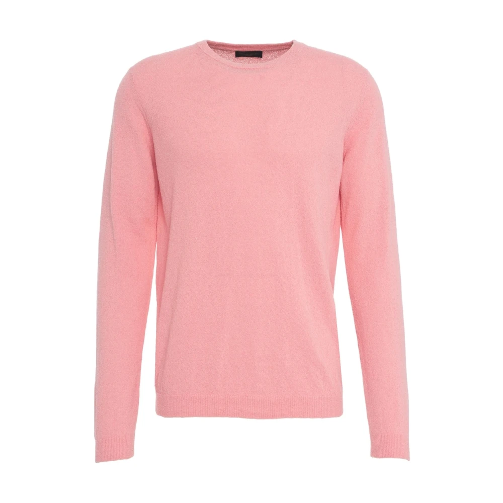 Roberto Collina Luxe Crewneck Gebreide Trui Rose Ss25 Pink Heren
