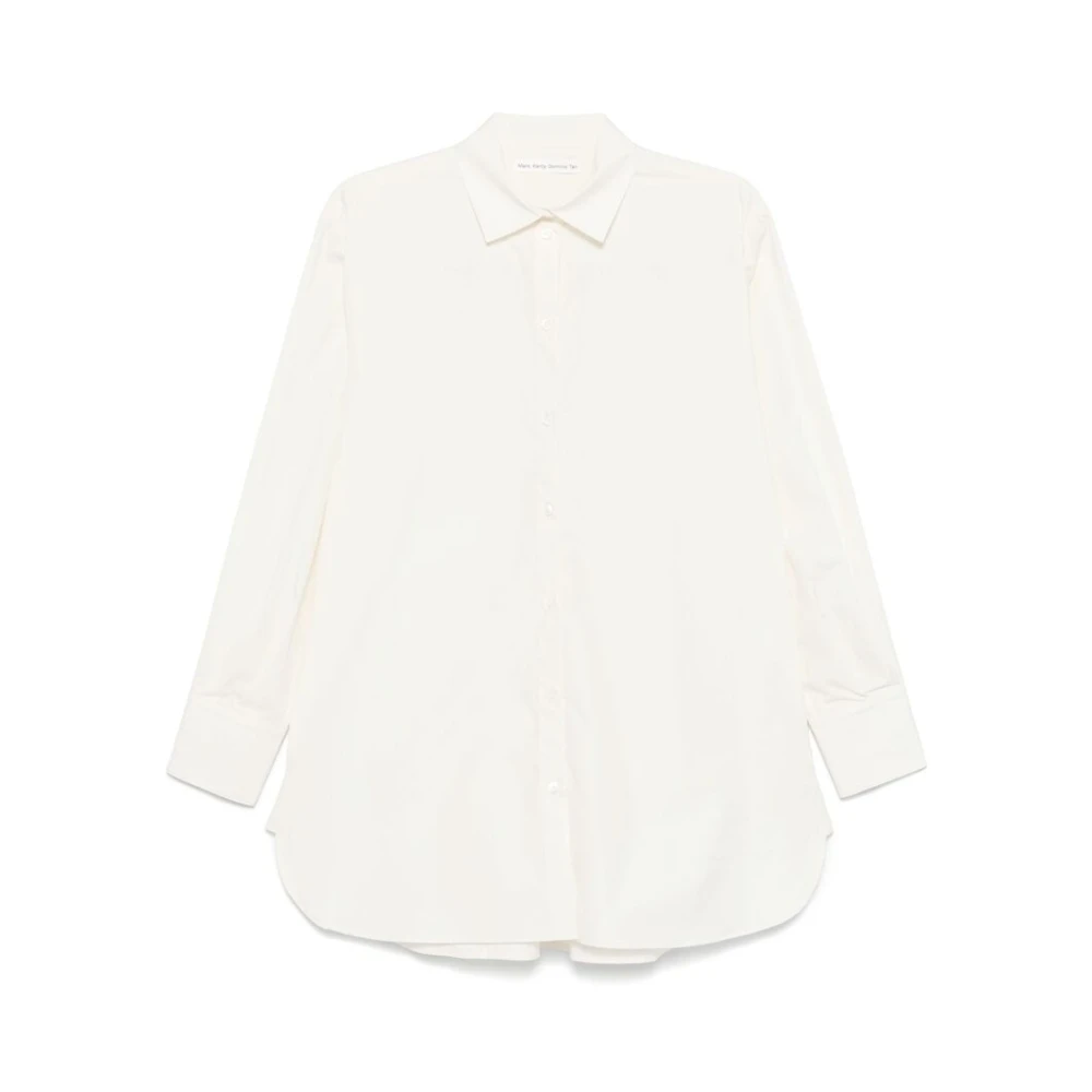 Mark Kenly Domino Tan Witte Button-Up Shirt met Box-Pleat Detail White Dames