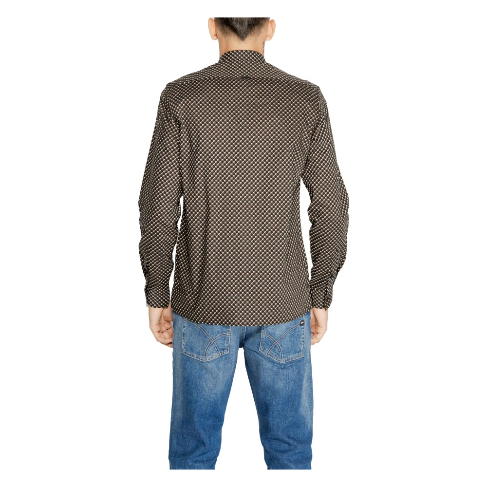Antony Morato Bruine Geometrische Katoenen Shirt Knoopsluiting Brown Heren