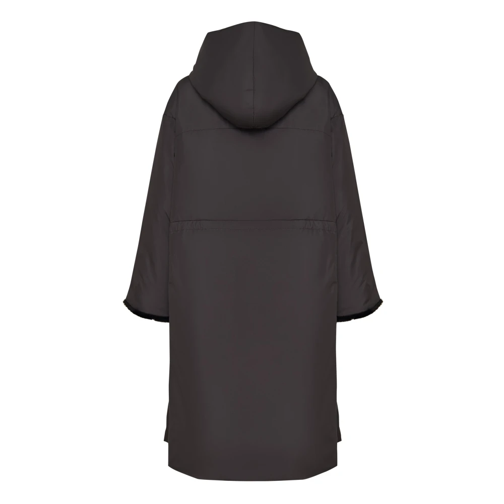 Cesare Gaspari Oversized gewatteerde jas met capuchon en nepbont manchetten Grijs Gray Dames