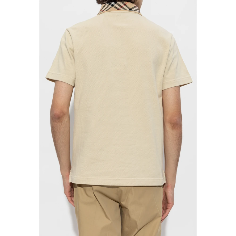 Burberry Polo met geruite kraag Beige Heren