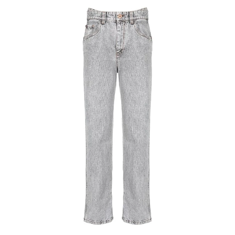 BRUNELLO CUCINELLI Straight Leg High Waist Jeans Gray Dames