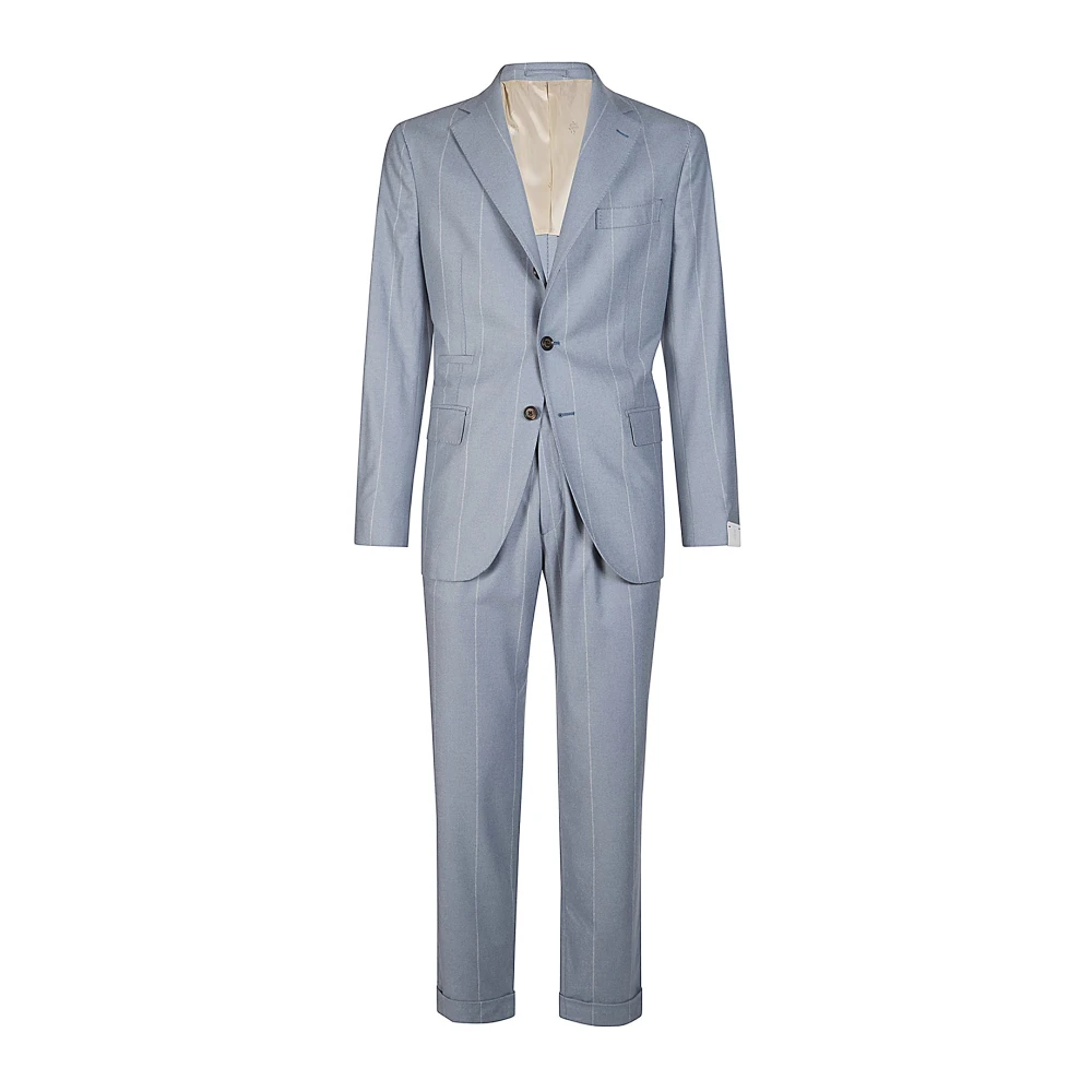 Eleventy Men's Blue Slim Fit Wool Silk Cashmere Suit - Single Breasted Suits - M - Suits