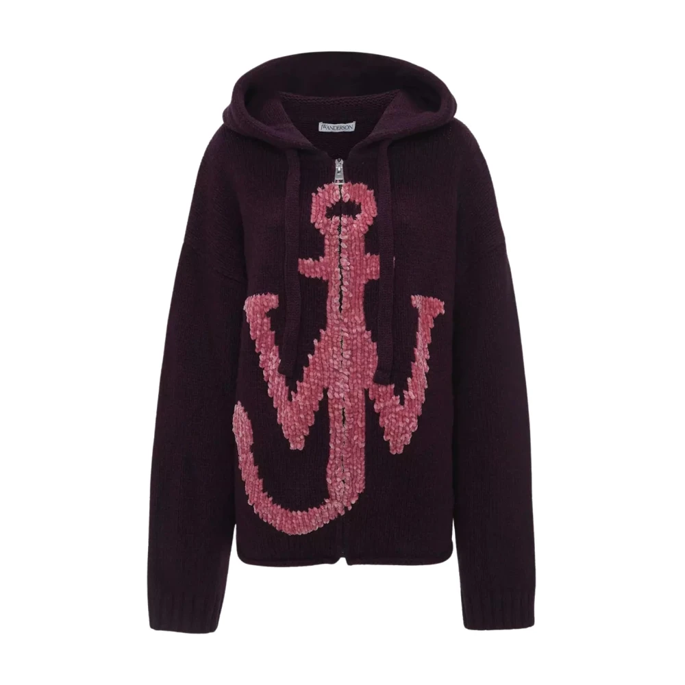 JW Anderson Anker Rits Hoodie Paars Purple Dames