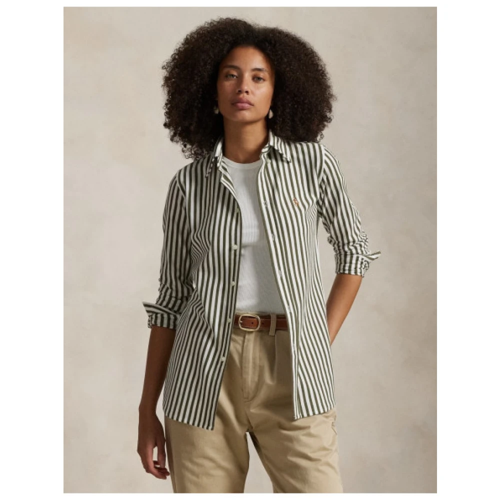 Polo Ralph Lauren Gestreept Polo Gebreid Overhemd Green Dames