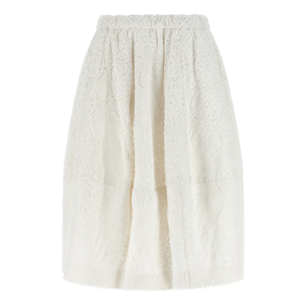 Comme Des Garçons Women's White Midi Skirts, M, Macramé Midi Skirt