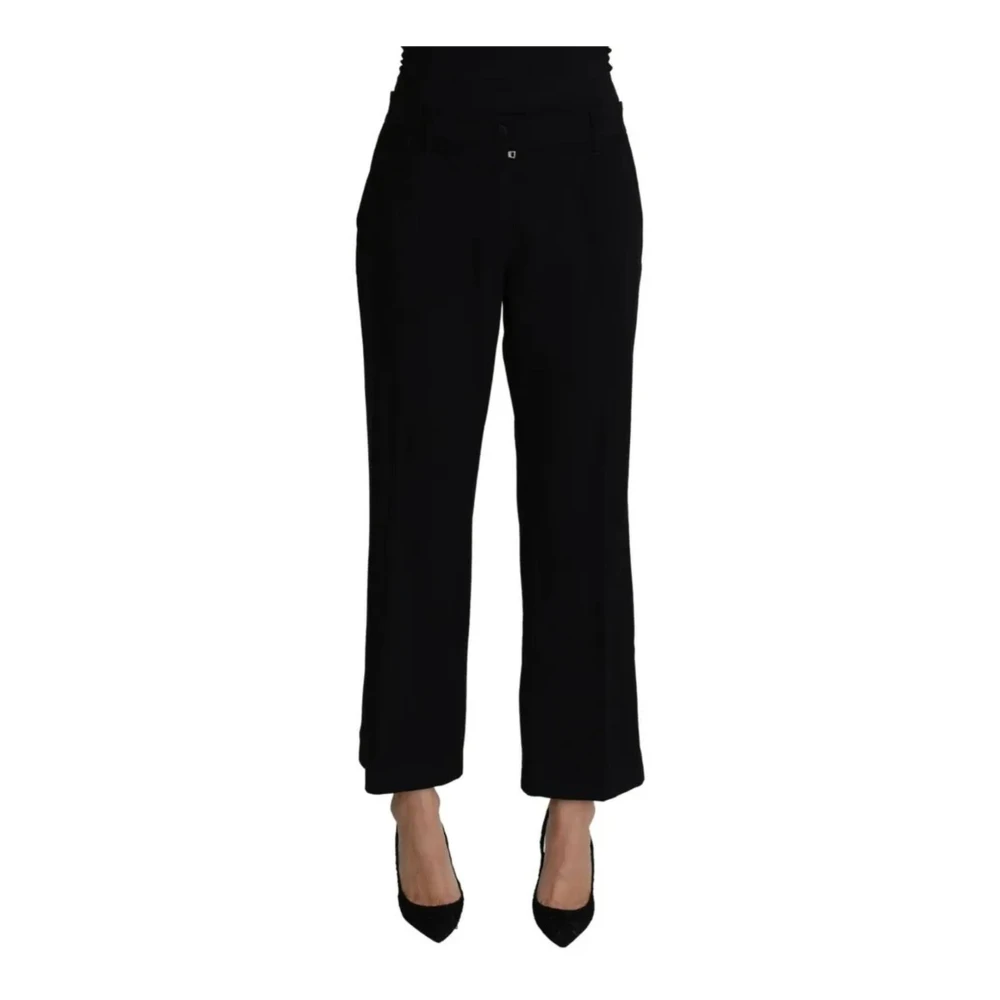 Dolce & Gabbana Hoge Taille Wol Stretch Cropped Broek Black Dames