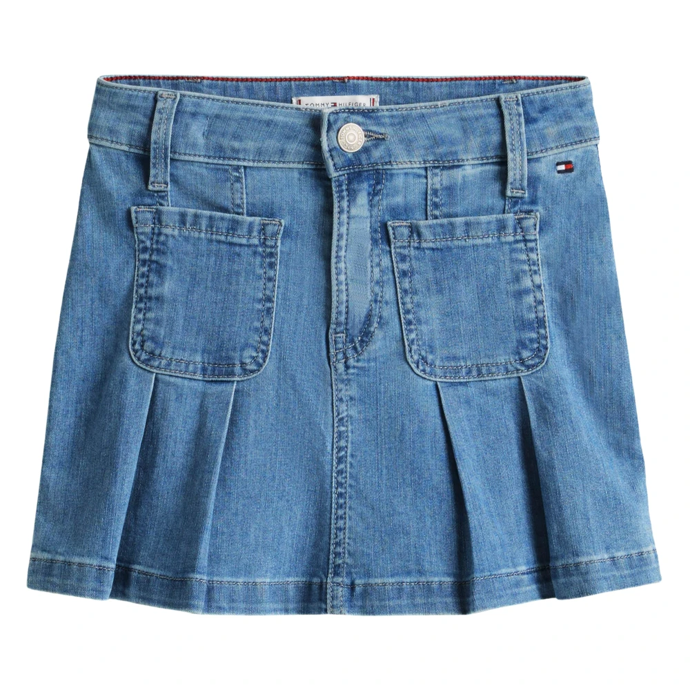 Tommy Hilfiger Girls Blue Kids Skirts, 14 Y, Pleated Denim Skirt