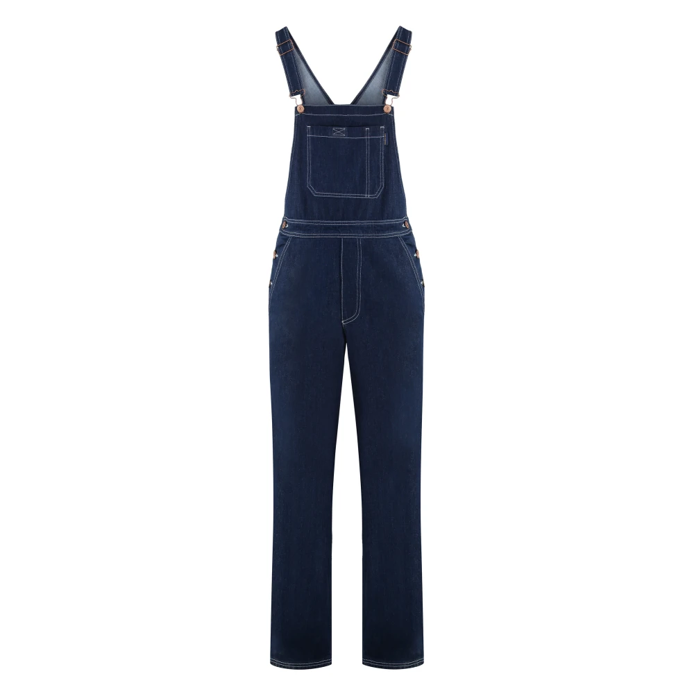 See by Chloé Denim Overall met Contraststiksels Blue Dames