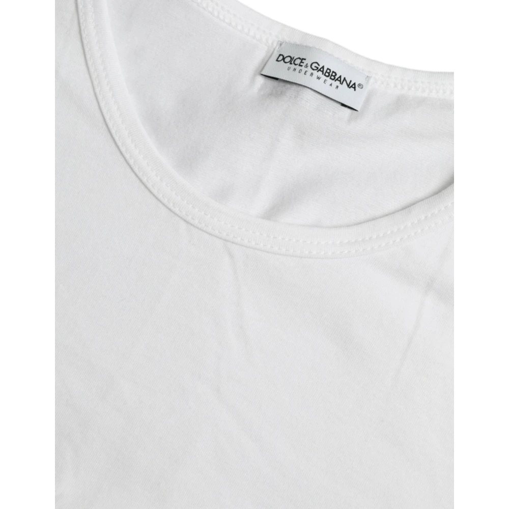Dolce & Gabbana Wit katoenen T-shirt met ronde hals en ondergoed White Heren