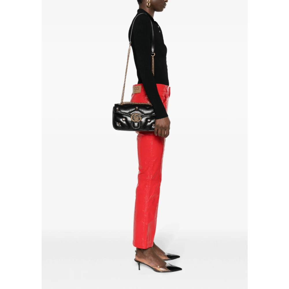 Gucci Black GG Marmont Schoudertas Black Dames