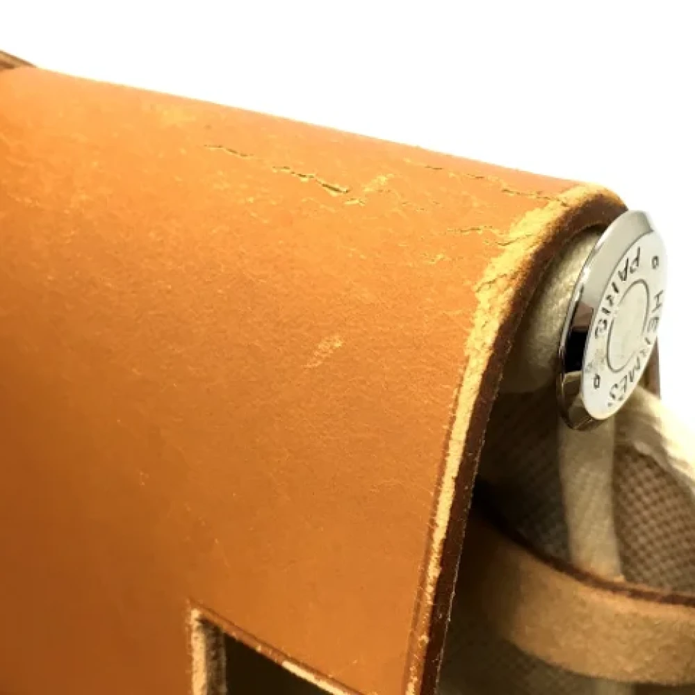 Hermès Vintage Pre-owned Leather backpacks Beige Dames