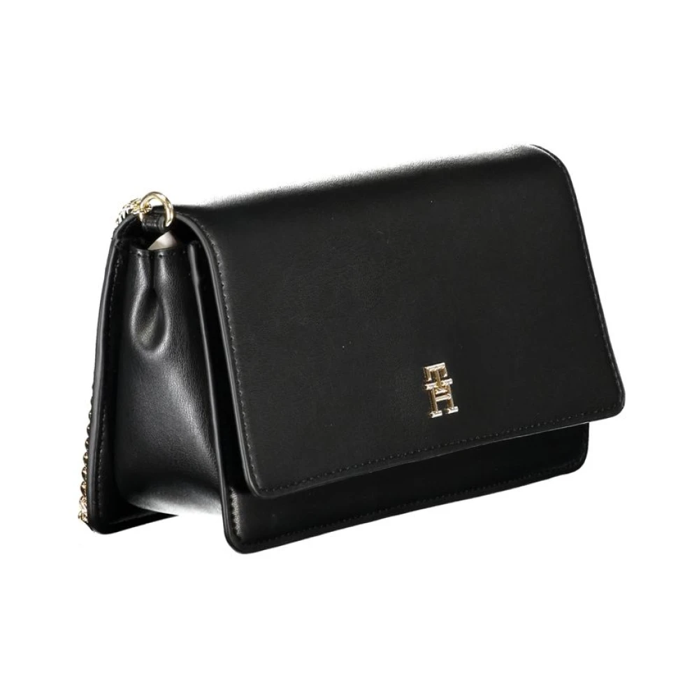 Tommy Hilfiger Zwarte polyethyleen schoudertas met ketting Black Dames