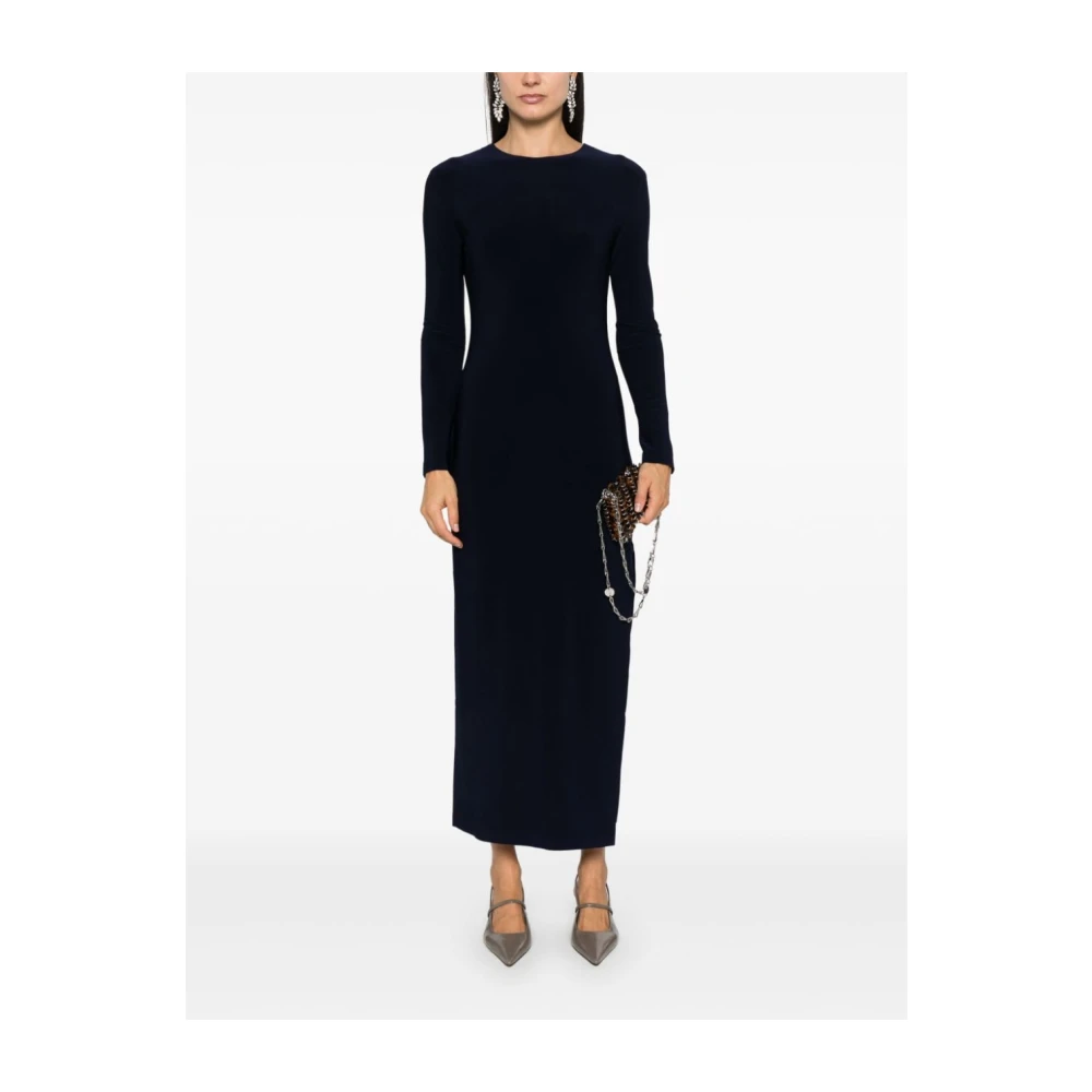 Norma Kamali Navy Blue Jurk met Zijsplit Blue Dames