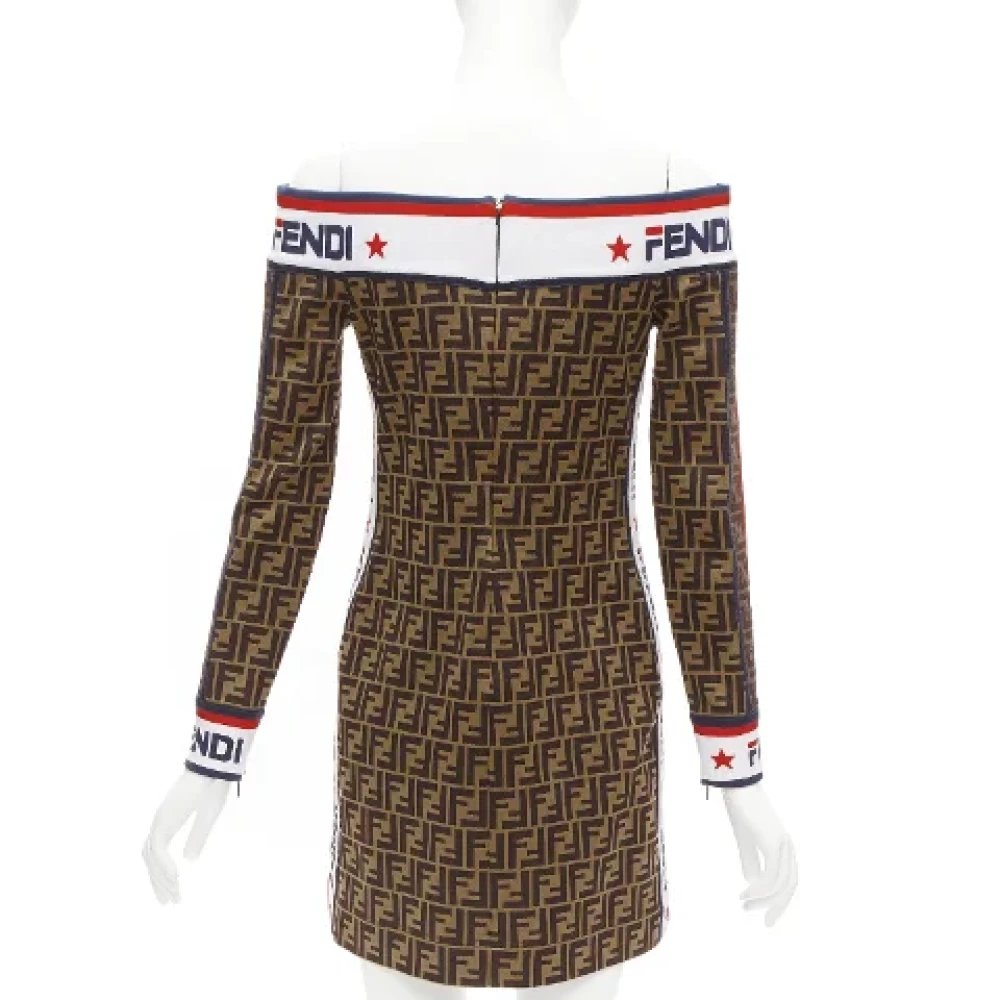 Fendi Vintage Pre-owned Polyester dresses Brown Dames