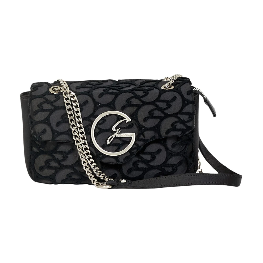 Gattinoni Zwarte kleine tas voor dames met kettingriem en logo patroon Black Dames