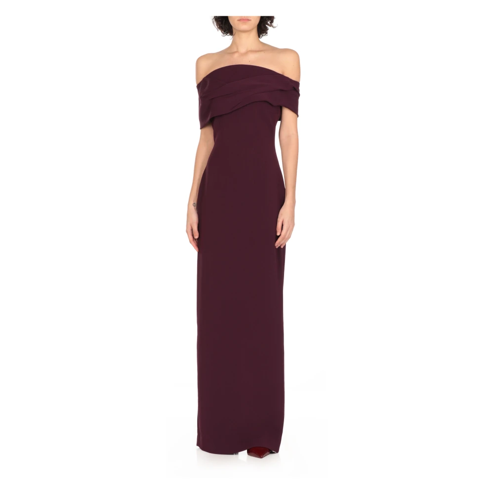 Solace London Paarse Boothalsjurk met Drape Purple Dames
