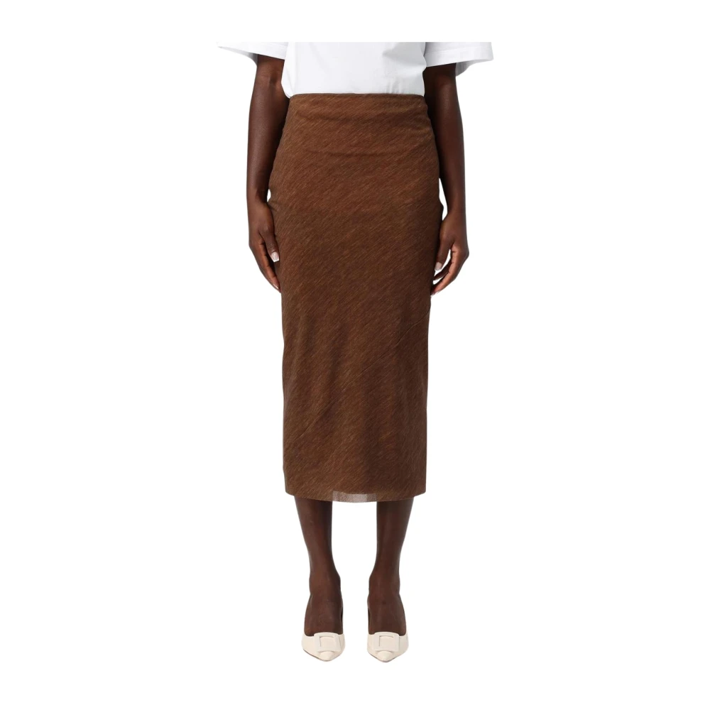 Philosophy Di Lorenzo Serafini Women's Brown Midi Skirts, S, Textured Midi Pencil Skirt