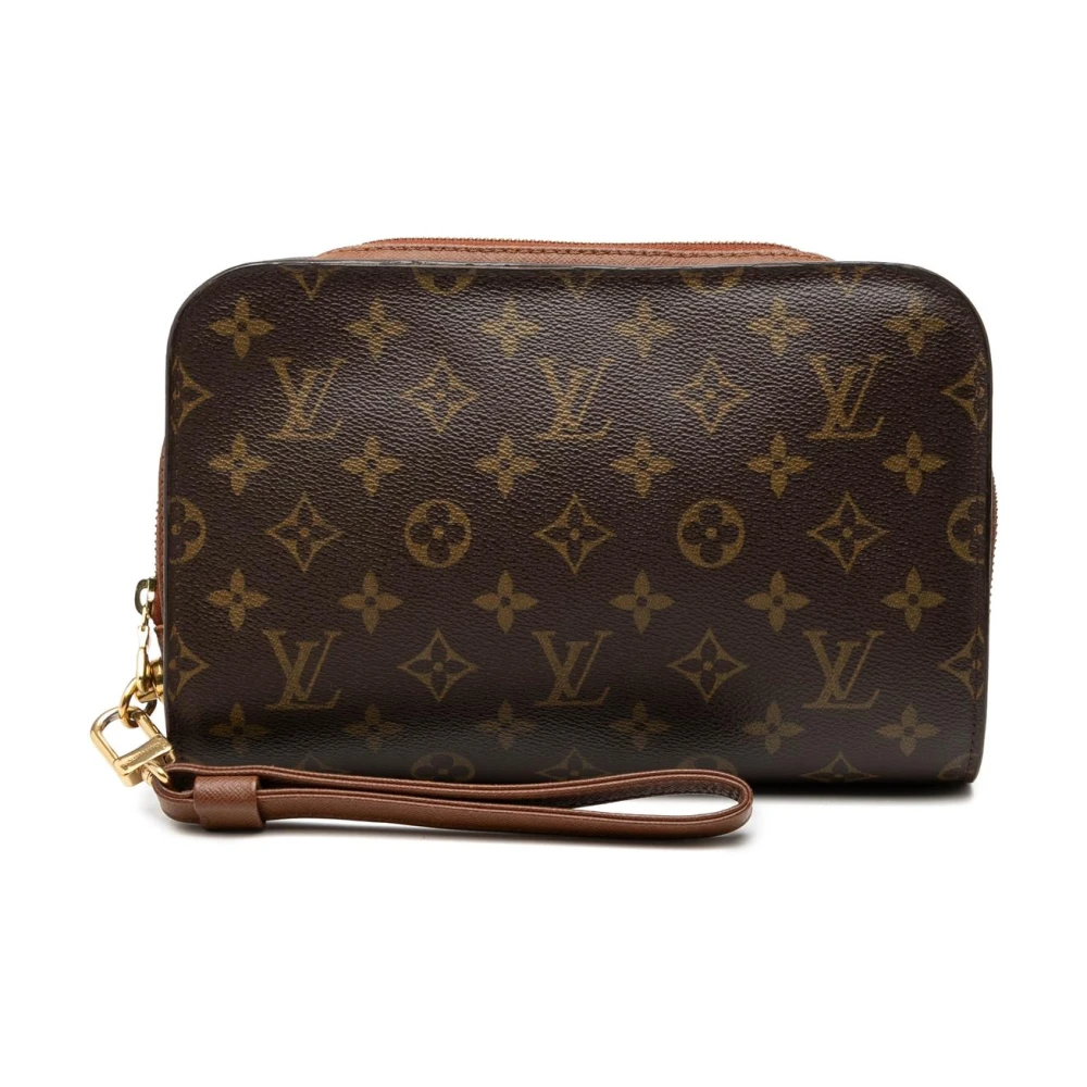 Louis Vuitton Vintage Women's Brown Pre-Owned Monogram Canvas Clutch With Wrist Strap