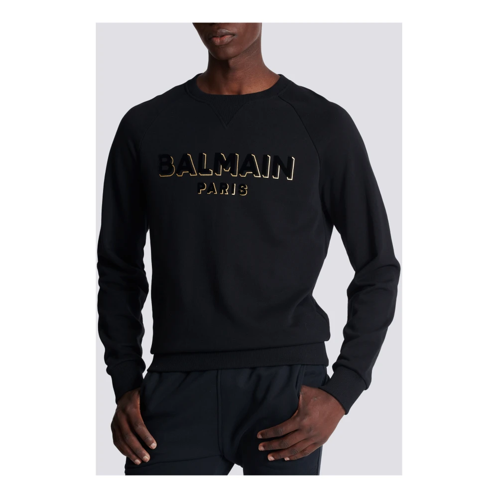 Balmain Metallic flocked sweatshirt Black Heren