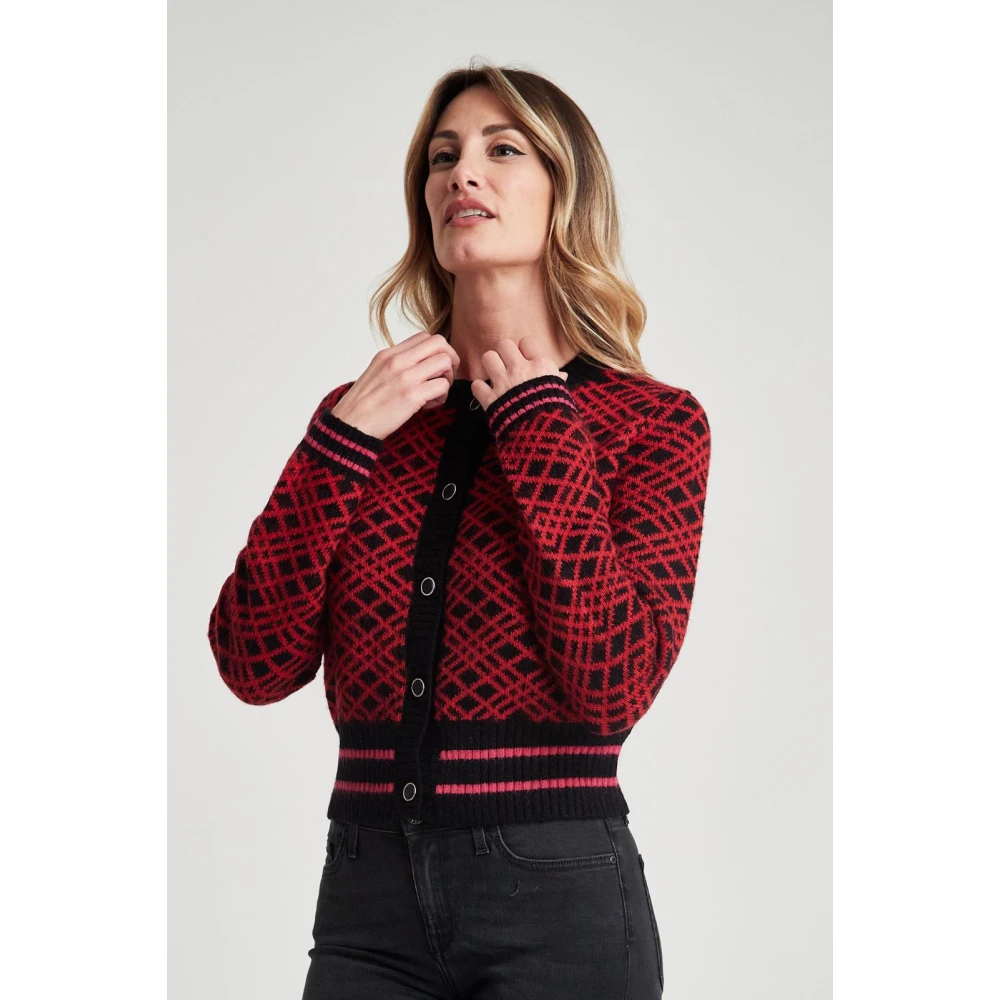 pinko Jacquard Cardigan in Ansonica Stijl Red Dames